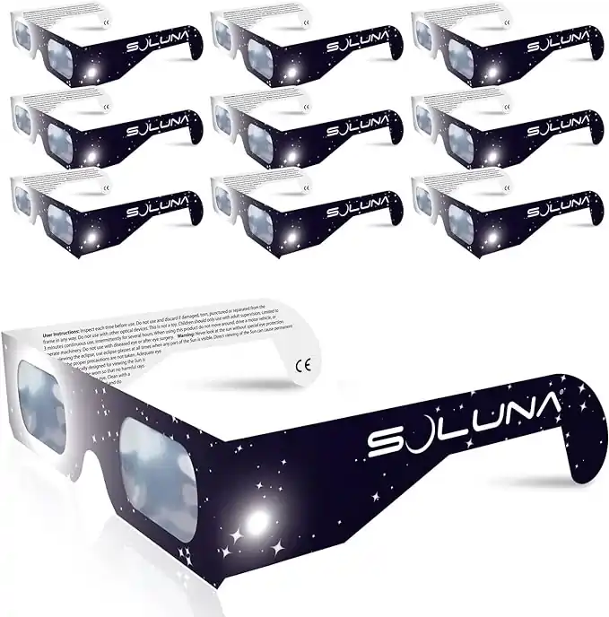 2. Solar Eclipse Glasses AAS Approved 2024 - Made in the USA CE and ISO Certified Safe Shades for Direct Sun Viewing (10 Pack)