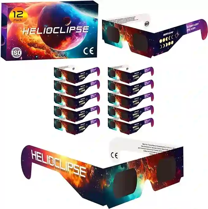 5. Helioclipse Solar Eclipse Glasses AAS Approved 2024 - [12 Pack] Trusted for Direct Solar Eclipse Viewing - ISO 12312-2 & CE Certified